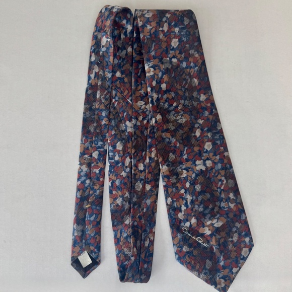 Oscar de la Renta Studio Neck Tie/Multicolor/Blue, Brown, Silver - Picture 6 of 7